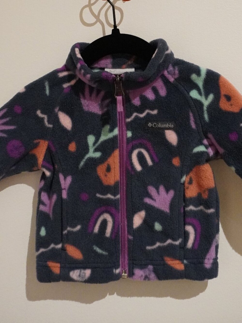 Columbia Fleece Jacket Bison Bears Benton Springs Purple Blue Zip Up 3-6 Month